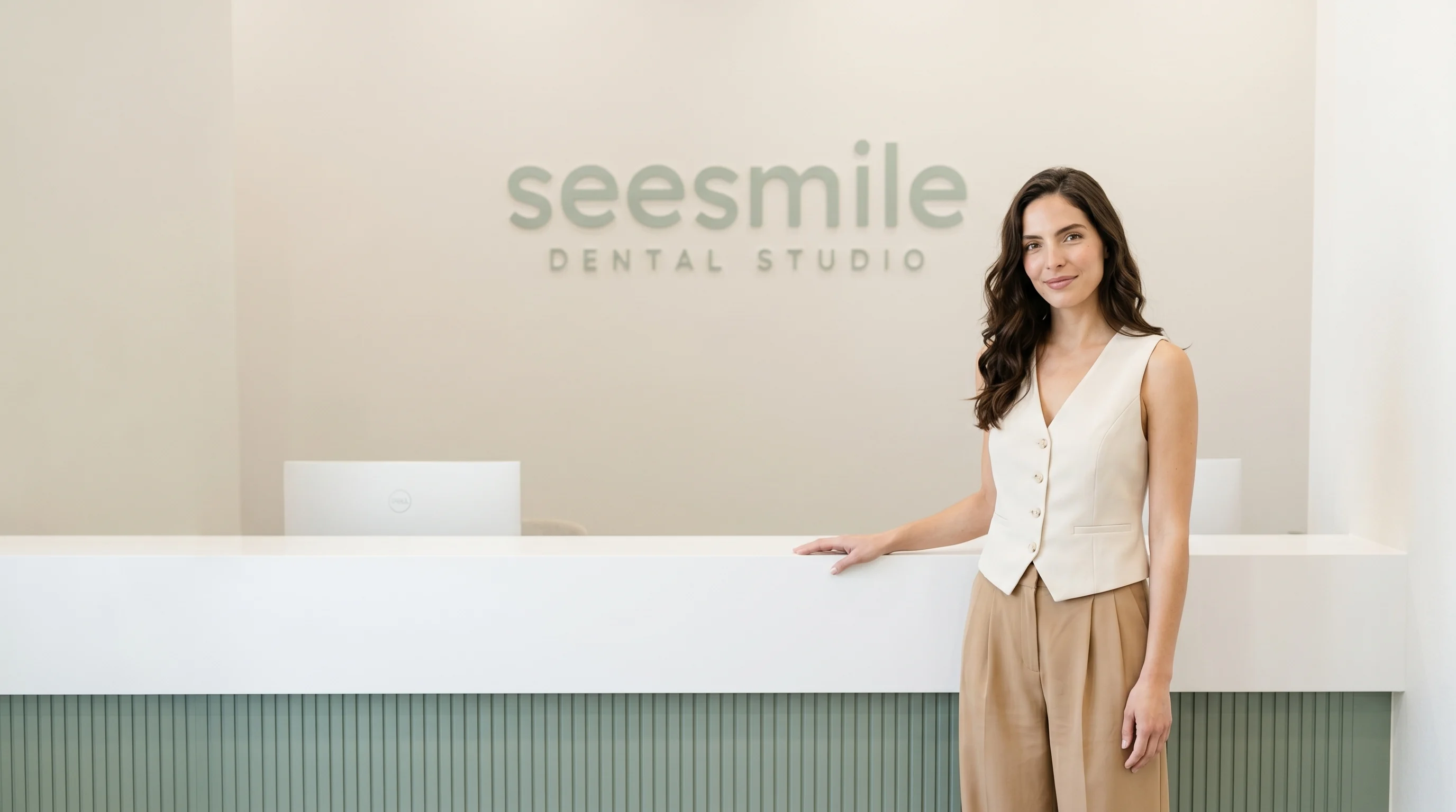 A welcoming team member at the seesmile reception desk in North York