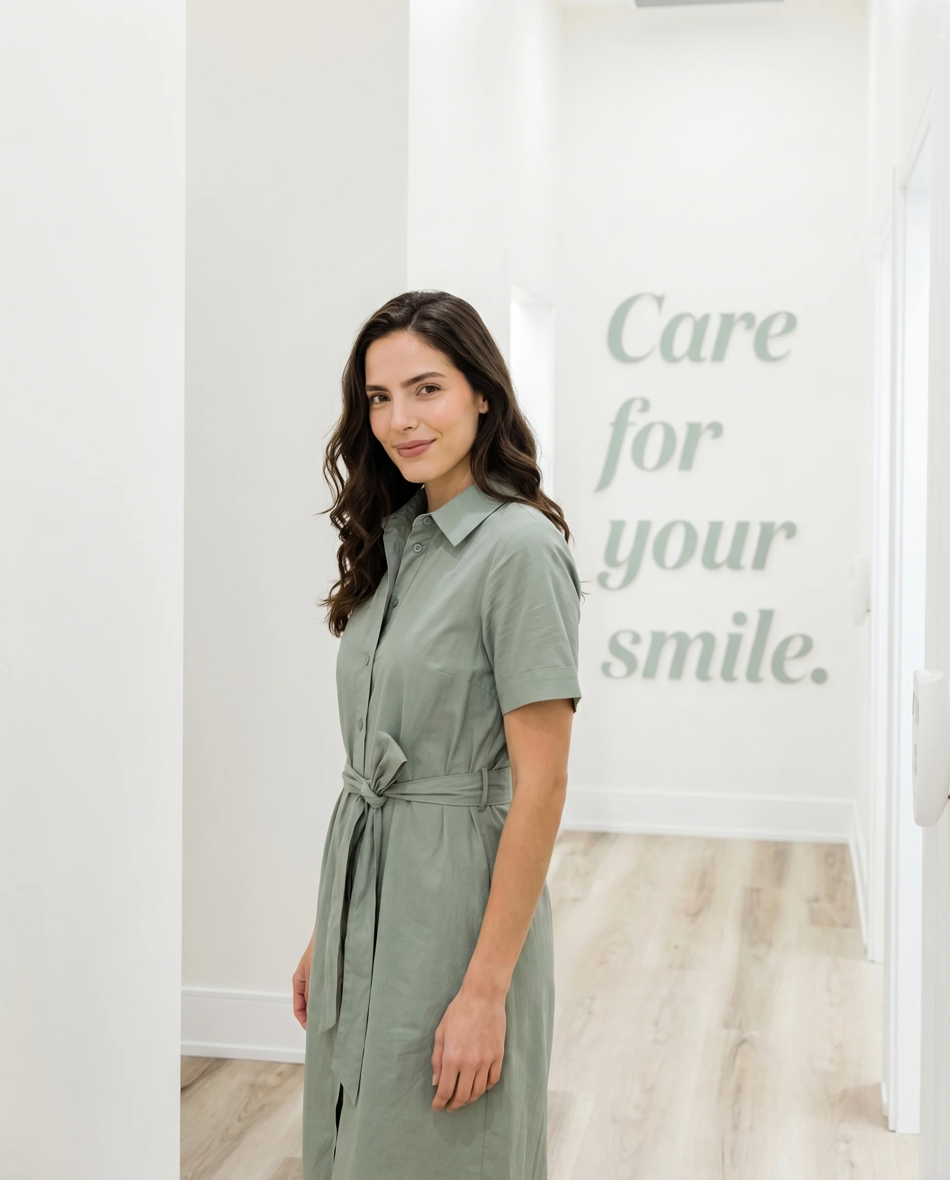 A person by the Care for your smile wall at seesmile