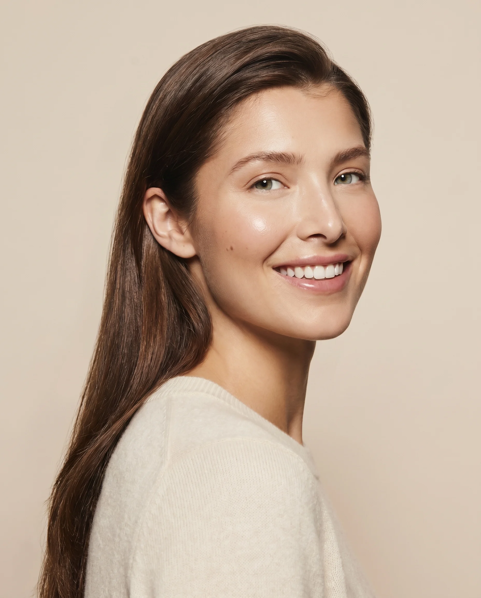 A close-up of a natural, confident smile